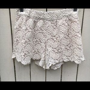 Free People Lace Cream Shorts
